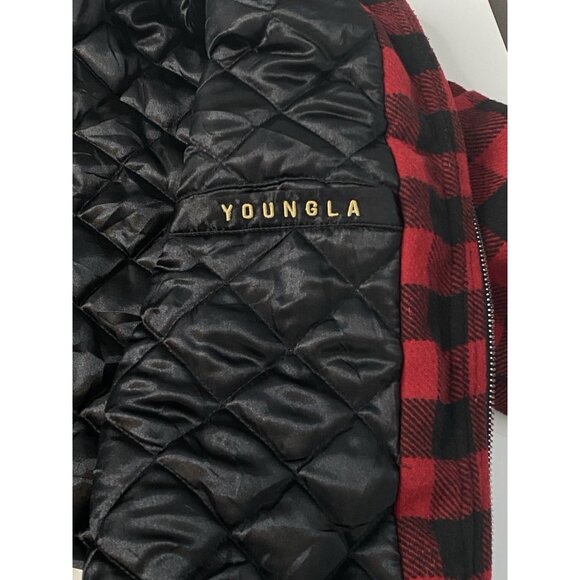 YoungLA Kingpin Jacket Men’s S Red Buffalo Plaid Quilted Lining Full Zip Snap - Picture 10 of 16
